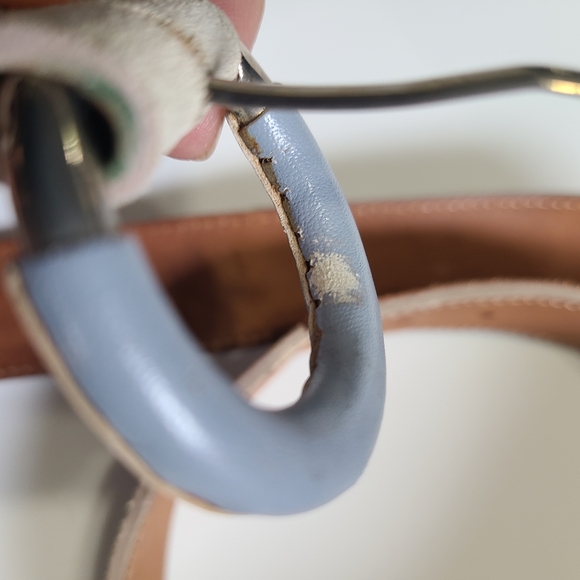 Tanner Beautiful Colorblock Genuine Leather Belt Womens Large Suede Patch ITALY‎ main image 4
